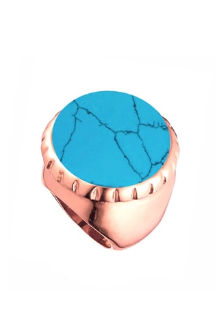 Bague - Plaqué or rose et turquoise