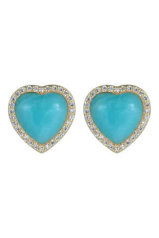 Puces - Plaqué or jaune et amazonite