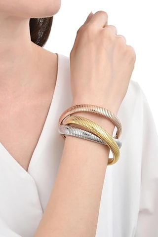 3 bracelets - Plaqué or jaune, plaqué or rose et plaqué or blanc