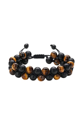 Bracelet multi-rangs - Œils-de-tigre et onyx