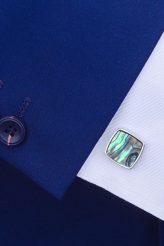 Boutons de manchette - Plaqué or blanc et nacre