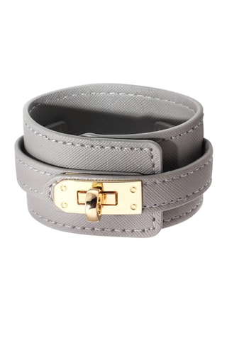 Manchette - Cuir et plaqué or jaune
