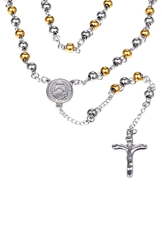 Collier chapelet - Plaqué or blanc et plaqué or jaune
