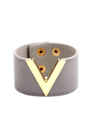 Manchette - Cuir et plaqué or jaune
