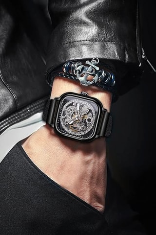 Montre à quartz en acier - Noir