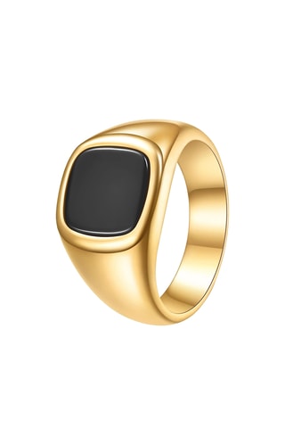 Bague - Plaqué or jaune et onyx