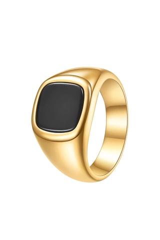 Bague - Plaqué or jaune et onyx
