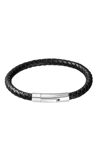 Bracelet - Cuir et plaqué or blanc