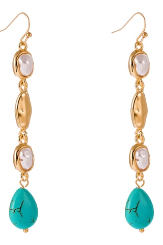 Boucles d’oreilles - Plaqué or jaune et turquoises
