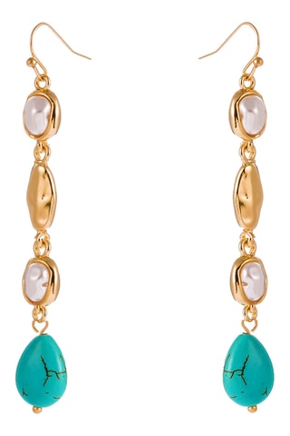 Boucles d’oreilles - Plaqué or jaune et turquoises