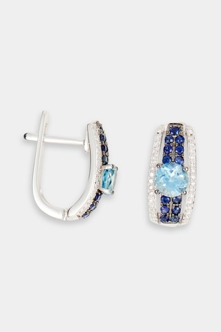 Boucles d'oreilles Elsa - Or blanc, saphirs et topazes