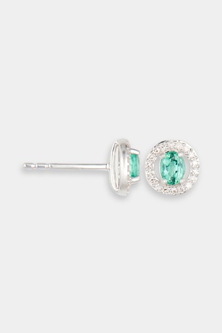 Puces Kris - Or blanc, diamants et émeraude