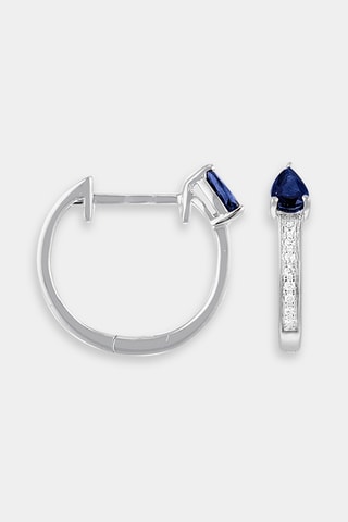 Créoles - Or blanc, diamants et saphirs