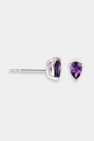 Puces Enora - Or blanc, diamants et améthystes