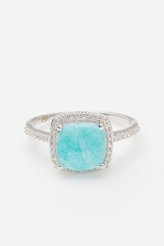 Bague Rio Grande - Or blanc, diamants et amazonite