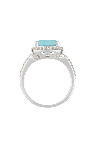 Bague Rio Grande - Or blanc, diamants et amazonite
