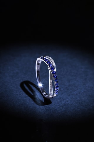 Bague Croisé Saphir - Or blanc, diamants et saphirs