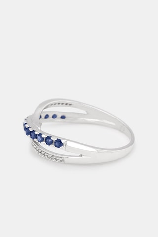 Bague Croisé Saphir - Or blanc, diamants et saphirs