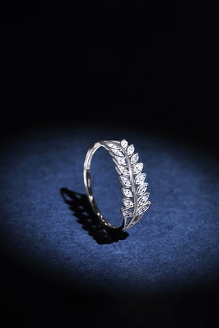 Bague Feuillage Lumineux - Or blanc et diamants