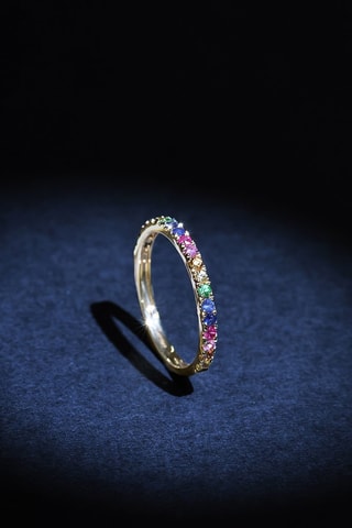 Bague Colorful love - Or jaune, saphirs, émeraude et rubis