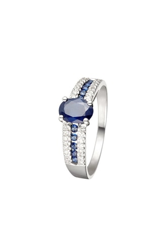 Bague Reine Océane - Or blanc, diamants et saphirs