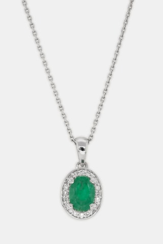 Collier Lara - Or blanc, émeraude et diamants