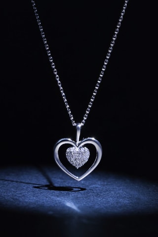 Pendentif Cœur Tendresse - Or blanc et diamants
