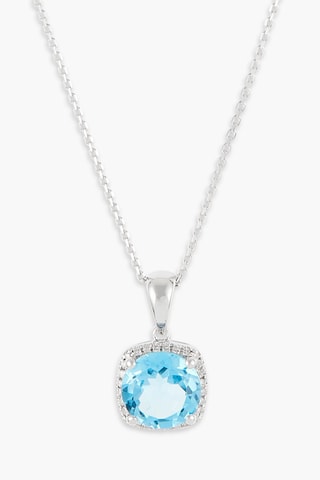 Pendentif Delicate Topaze - Or blanc, diamants et topaze