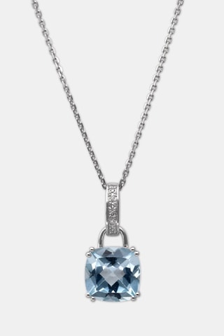 Pendentif Topaze mouvante - Or blanc, diamants et topaze