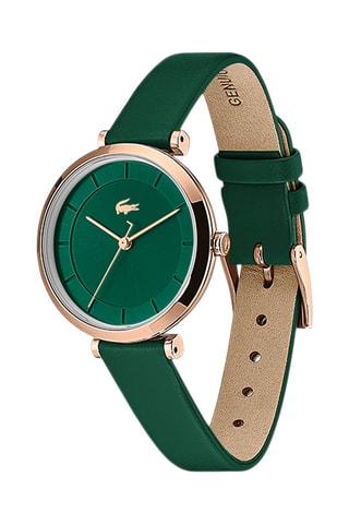 Leren Quartz Horloge Geneva - Groen en Roségoudkleurig