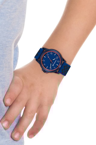 Silicone Quartz Horloge Rider - Chronograaf - Zwart en Blauw