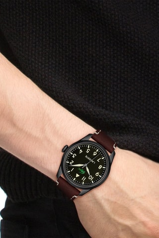 Leren Quartz Horloge - Bruin en Zwart