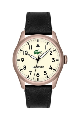 Leren Quartz Horloge - Zwart en Roségoudkleurig