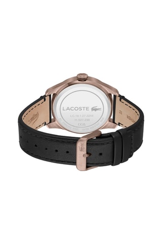 Leren Quartz Horloge - Zwart en Roségoudkleurig