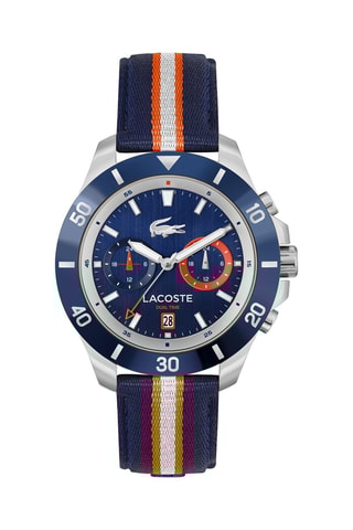 Nylon Quartz Horloge - Chronograaf - Blauw en Oranje