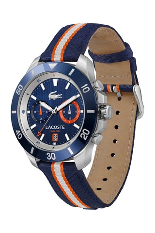 Nylon Quartz Horloge - Chronograaf - Blauw en Oranje