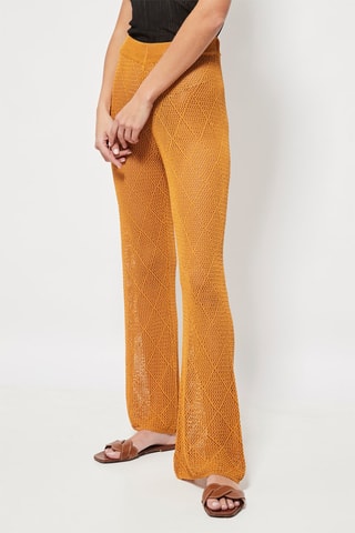 Pantalon flare taille haute en crochet Orange