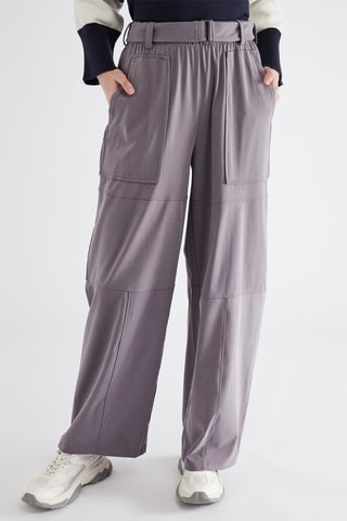 Pantalon droit taille haute - Gris clair