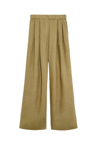 Pantalon palazzo en lin - Kaki