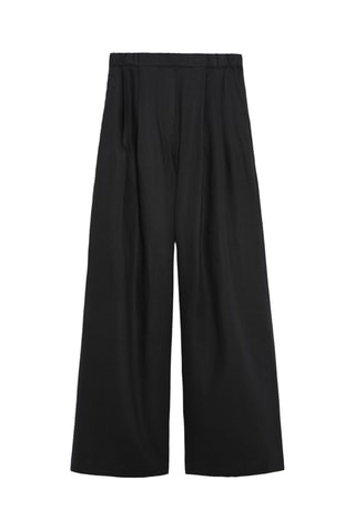 Pantalon taille haute en lin - Noir