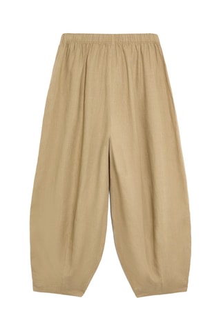 Pantalon taille haute en lin - Beige