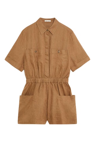 Combishort en lin - Marron