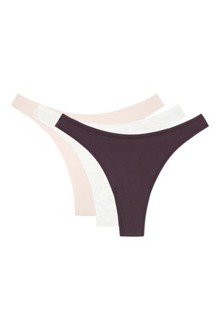 3 tangas taille haute - Violet et beige