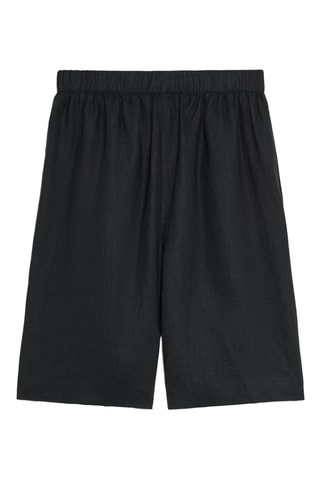 Bermuda en lin taille haute - Noir