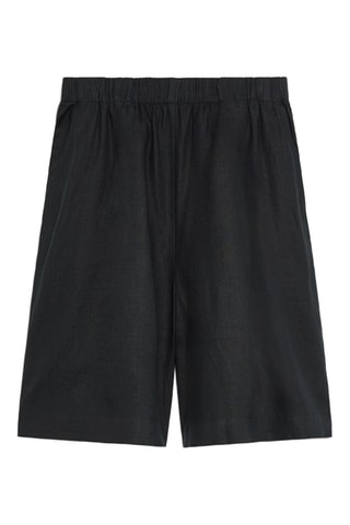 Bermuda en lin taille haute - Noir