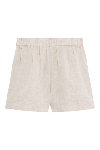 Short regular en lin taille haute - Beige