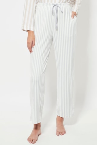 Pantalon droit de pyjama en velours taille haute - Blanc