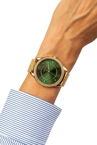 Relógio de quartzo em aço - Dourado e verde
