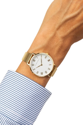 Relógio de quartzo japonês em aço - Dourado e branco