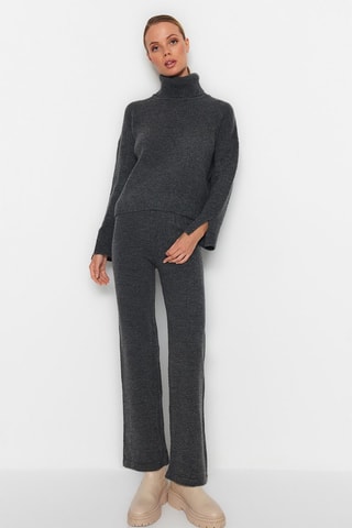 Trui en Broek Wide Legs Hoge Taille - Gemêleerd Antraciet